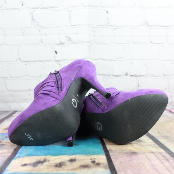 G By Guess Purple Suede Slouch Stiletto Side Zip Fashion Booties 8.5 M - Picture 8 of 8
